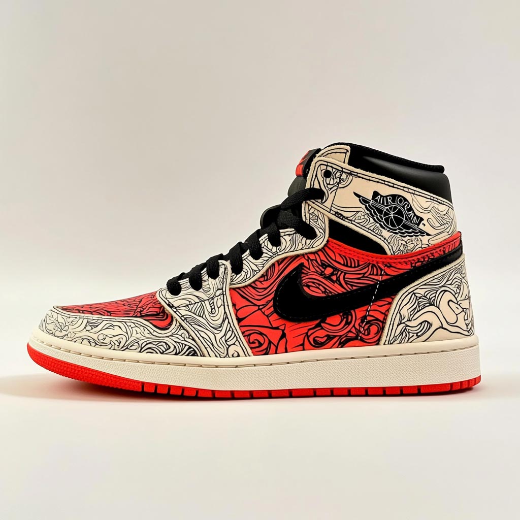 Custom sneakers Groningen - Handgetekend getattooeerde sneakers - Nike Air Jordan custom sneaker